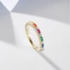 Fashion Emerald Cut Rainbow Cubic Zirconia Ring