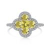 Fashion Halo Four Leaf Clover Cubic Zirconia Pave Ring