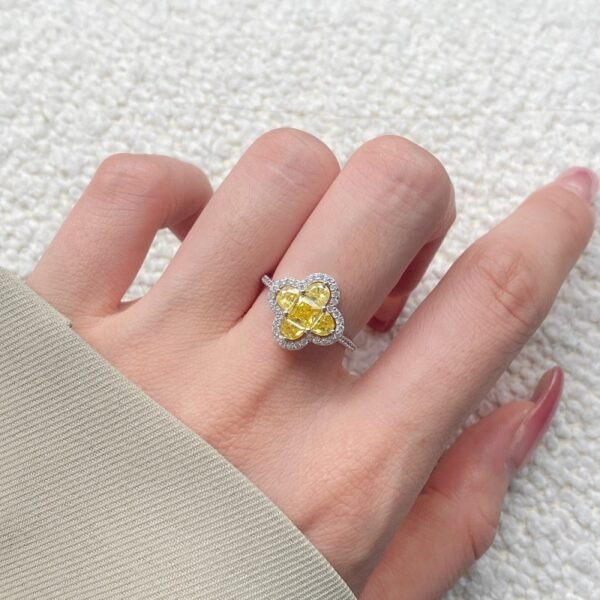 Fashion Halo Four Leaf Clover Cubic Zirconia Pave Ring