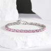 Fashion Pink Heart Zirconia S925 Silver Tennis Bracelet