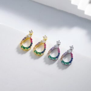 Fashion Rainbow Cubic Zirconia Dangle Earrings