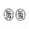 Fashion Rainbow Cubic Zirconia Halo Earrings