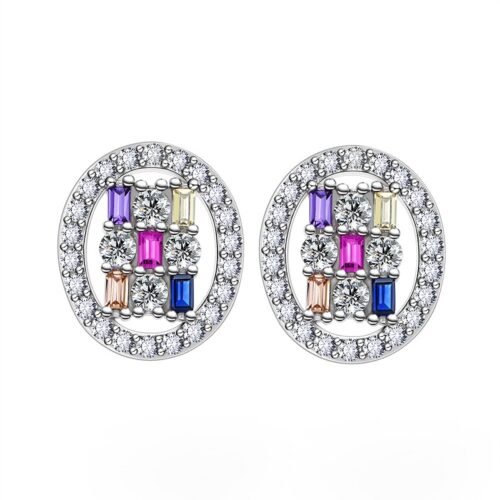 Fashion Rainbow Cubic Zirconia Halo Earrings