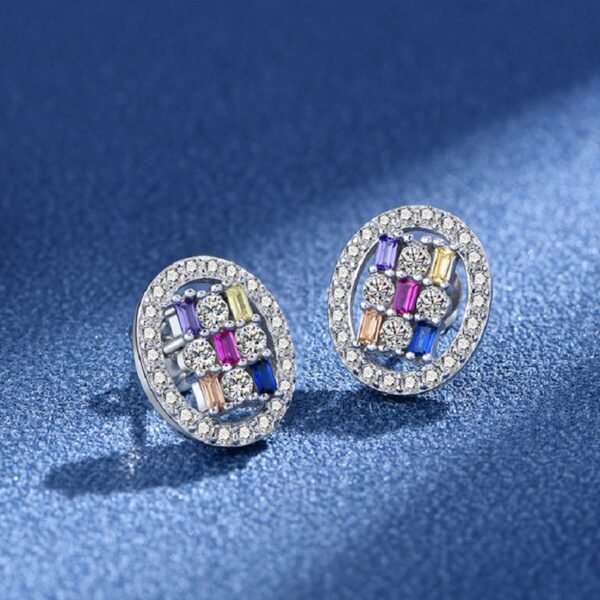 Fashion Rainbow Cubic Zirconia Halo Earrings