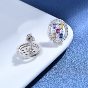 Fashion Rainbow Cubic Zirconia Halo Earrings