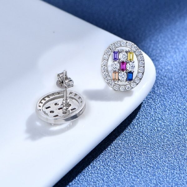 Fashion Rainbow Cubic Zirconia Halo Earrings