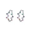 Fashion Round Rainbow Cubic Zirconia Hoop Earrings