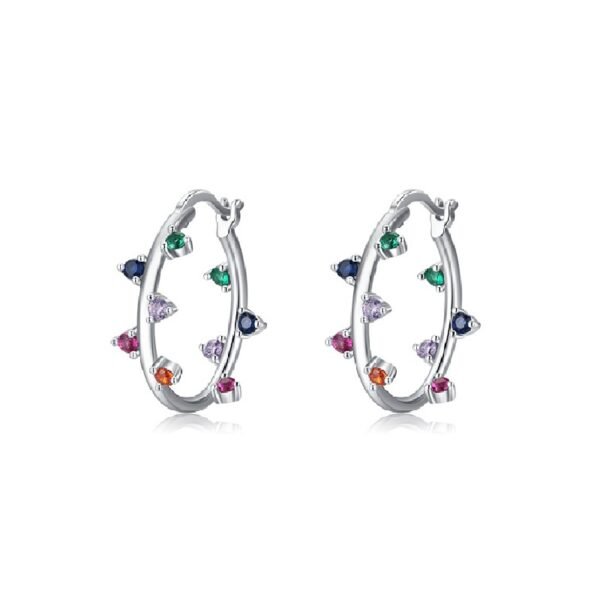 Fashion Round Rainbow Cubic Zirconia Hoop Earrings