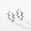Fashion Round Rainbow Cubic Zirconia Hoop Earrings