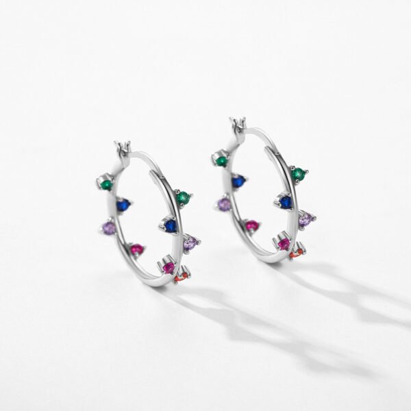 Fashion Round Rainbow Cubic Zirconia Hoop Earrings