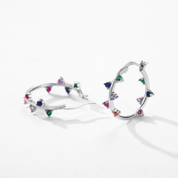 Fashion Round Rainbow Cubic Zirconia Hoop Earrings