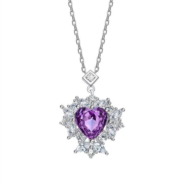 Fashion luxury Halo Heart-shape CZ S925 Necklace