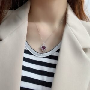 Fashion luxury Halo Heart-shape CZ S925 Necklace