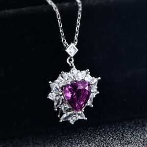 Fashion luxury Halo Heart-shape CZ S925 Necklace