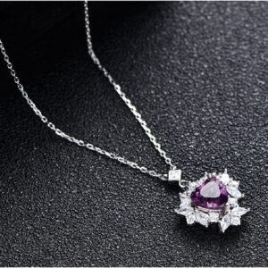 Fashion luxury Halo Heart-shape CZ S925 Necklace