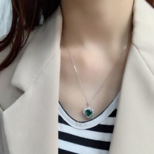 Fashion luxury Halo Heart-shape CZ S925 Necklace