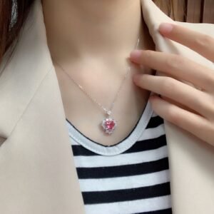 Fashion luxury Halo Heart-shape CZ S925 Necklace