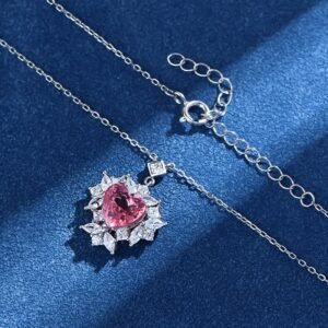 Fashion luxury Halo Heart-shape CZ S925 Necklace