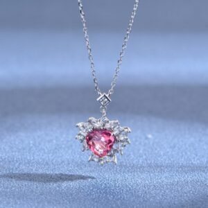 Fashion luxury Halo Heart-shape CZ S925 Necklace