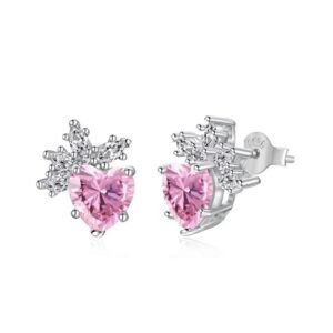 Fashionable Heart Shaped 5A Cubic Zirconia Stud Earrings