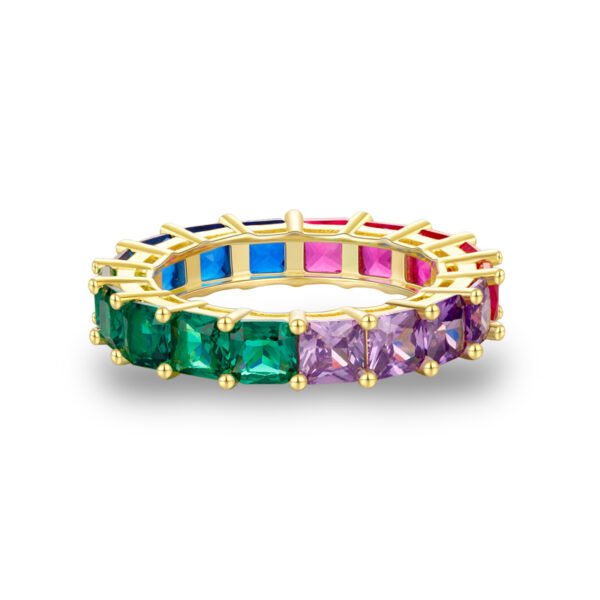 Full Inlaid Princess Rainbow Cubic Zirconia Band