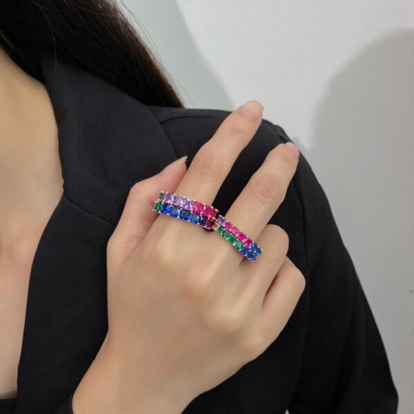 Full Inlaid Princess Rainbow Cubic Zirconia Band
