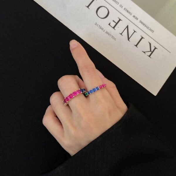 Full Inlaid Princess Rainbow Cubic Zirconia Band