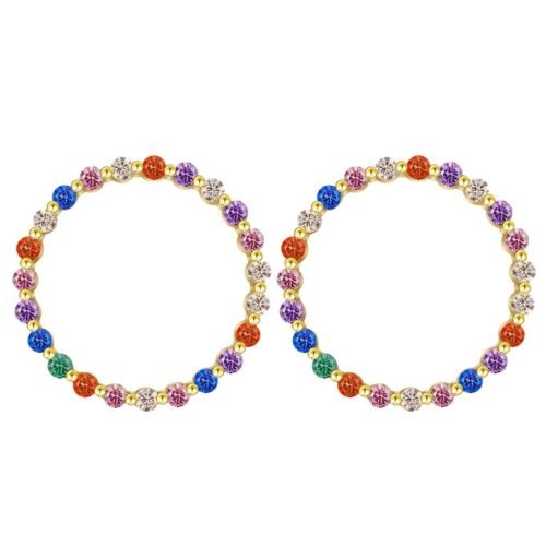 Full Pave Rainbow Cubic Zirconia Drop Earrings