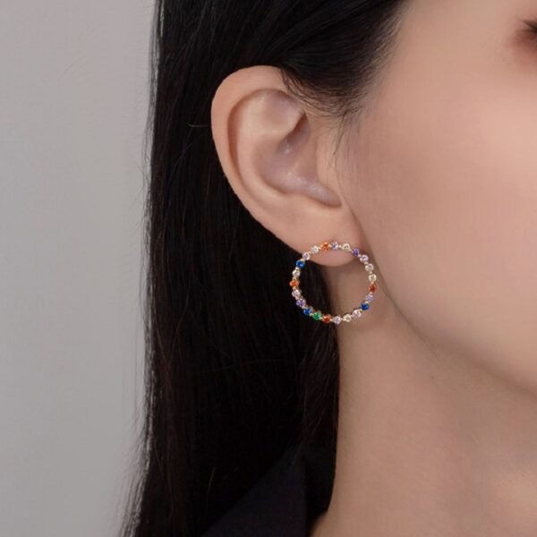 Full Pave Rainbow Cubic Zirconia Drop Earrings