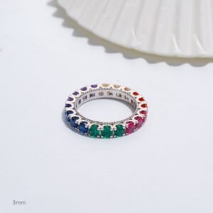 Fully Inlaid Round Rainbow Cubic Zirconia Ring