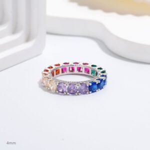 Fully Inlaid Round Rainbow Cubic Zirconia Ring