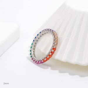 Fully Inlaid Round Rainbow Cubic Zirconia Ring