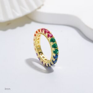 Fully Inlaid Round Rainbow Cubic Zirconia Ring