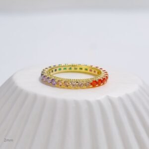 Fully Inlaid Round Rainbow Cubic Zirconia Ring