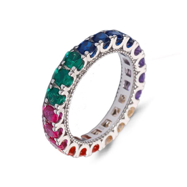 Fully Inlaid Round Rainbow Cubic Zirconia Ring