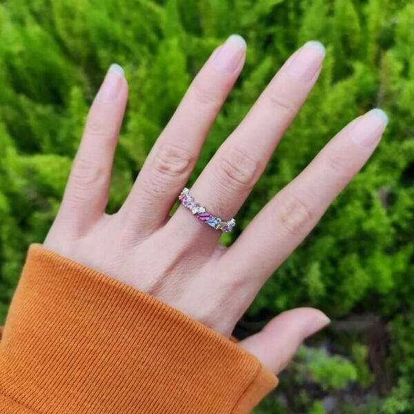 Geometry Rainbow Cubic Zirconia Ring