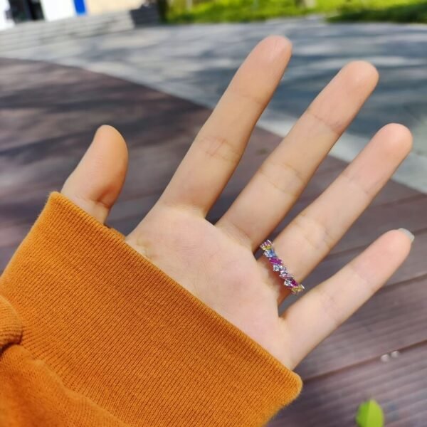 Geometry Rainbow Cubic Zirconia Ring