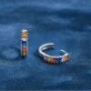 Half Pave Rainbow Cubic Zirconia Hoop Earrings