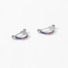 Half Round Rainbow Cubic Zirconia Hoop Earrings