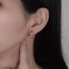 Half Round Rainbow Cubic Zirconia Hoop Earrings