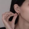 Half Round Rainbow Cubic Zirconia Hoop Earrings