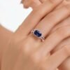 Halo East-West Oval Blue CZ S925 Split Shank Pave Ring