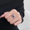 Halo East-West Oval Blue CZ S925 Split Shank Pave Ring