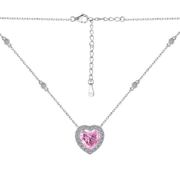 Halo Heart Pink Zirconia S925 Silver Necklace