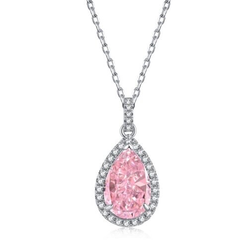 Halo Pear Shaped Zircons S925 Silver Necklace