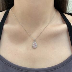 Halo Pear Shaped Zircons S925 Silver Necklace