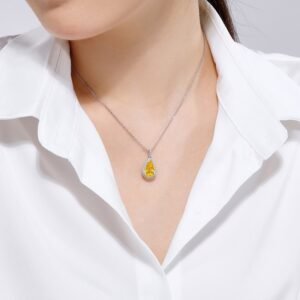 Halo Pear Shaped Zircons S925 Silver Necklace