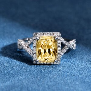 Halo Radiant Cut Cubic Zirconia S925 Twisted Pave Ring