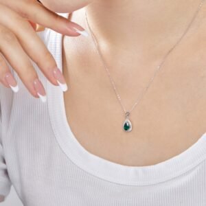 Halo Water Droplets Pear Shape CZ S925 Silver Necklace