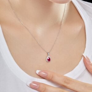 Halo Water Droplets Pear Shape CZ S925 Silver Necklace